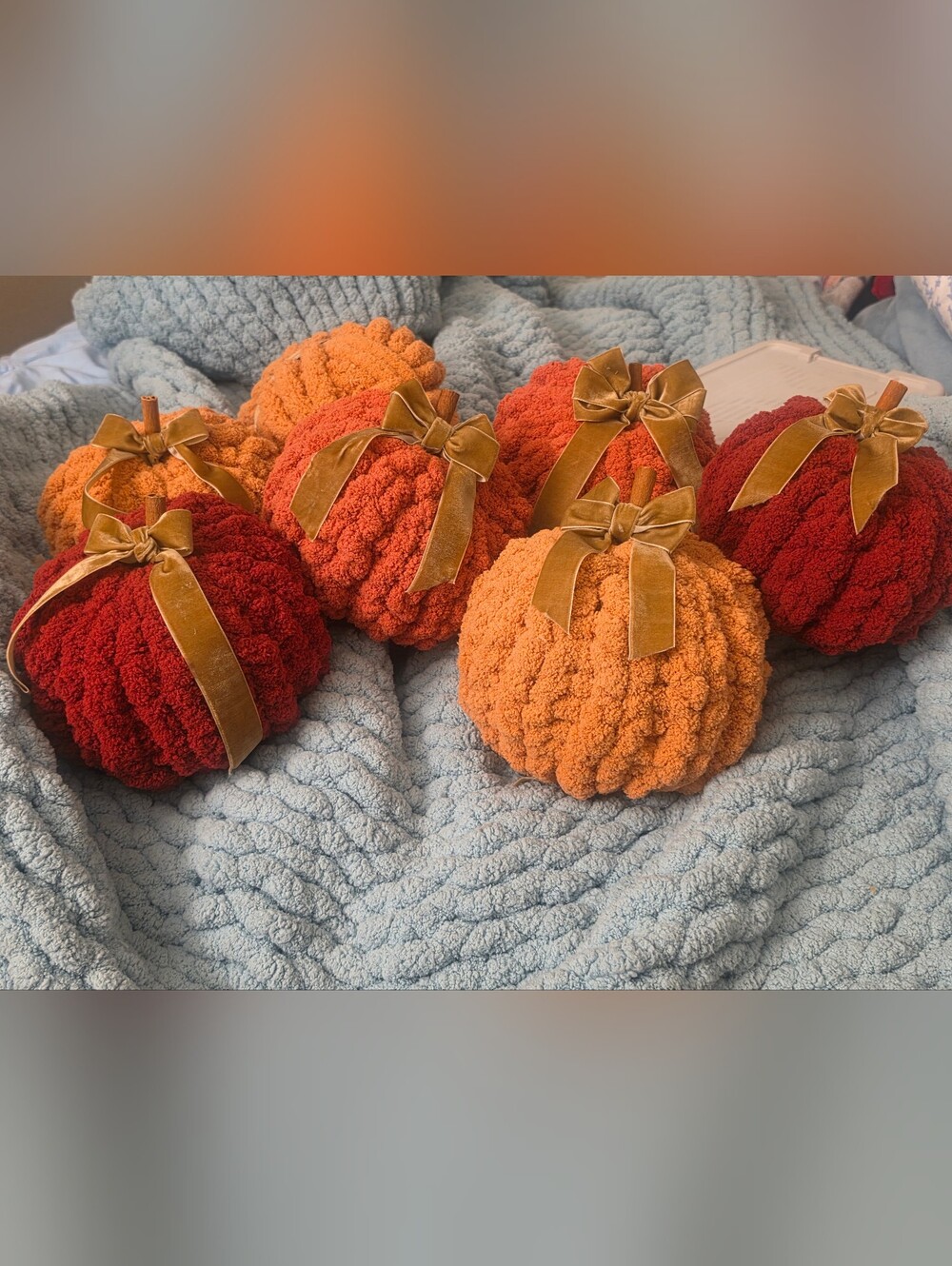 Chunky Plush Fall Pumpkin Décor - Orange & Deep Red